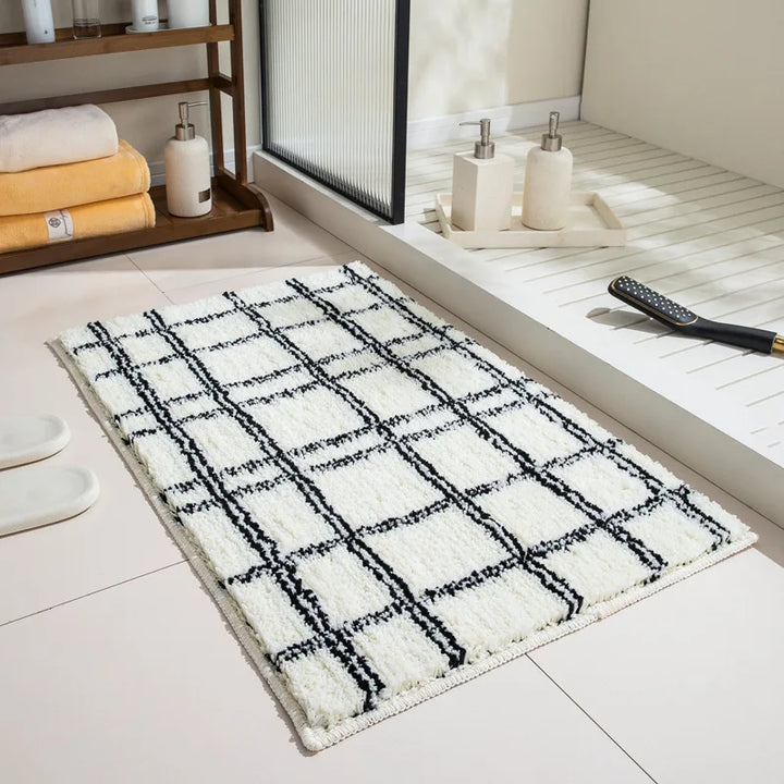 Modern Grid Tufted Bath Mat | Bowlift