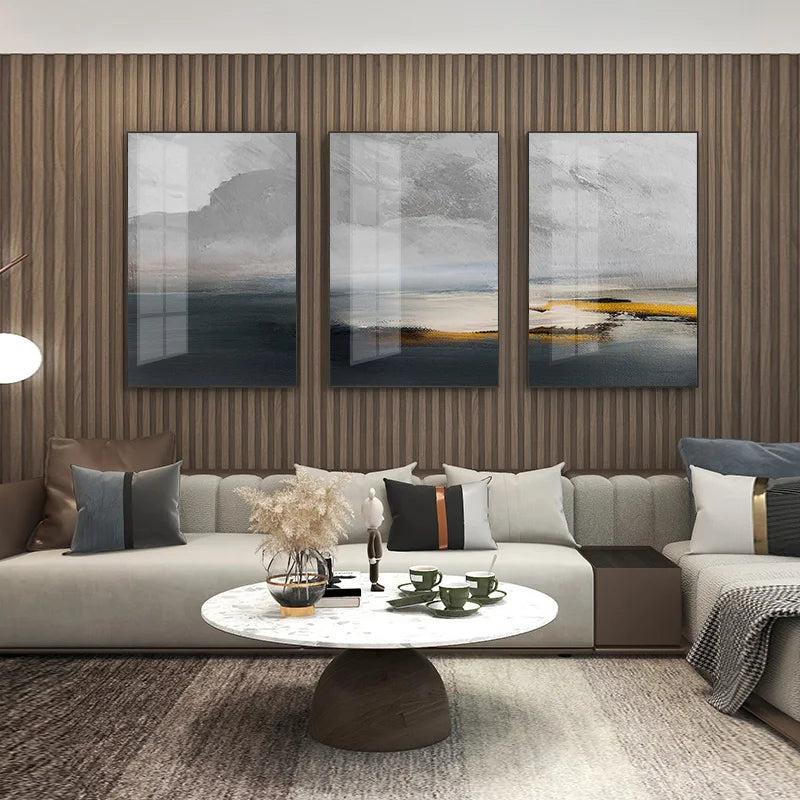 Sunset Lake Landscape Abstract Wall Art Fine Art Canvas Prints Pictures For Modern Apartment Living Room Home Office Art Decor | Bowlift