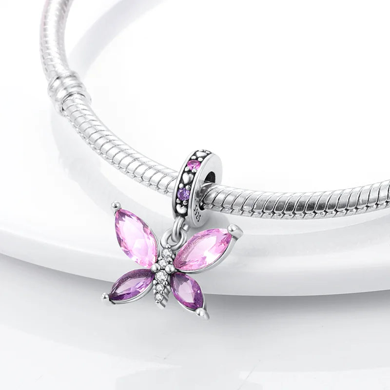 BowLift | 925 Silver Golden Leopard Charms Beads Colorful Chameleon Rhinoceros Lion Scarab Cat Pendant Compatible with Original Pandora Bracelet Jewelry