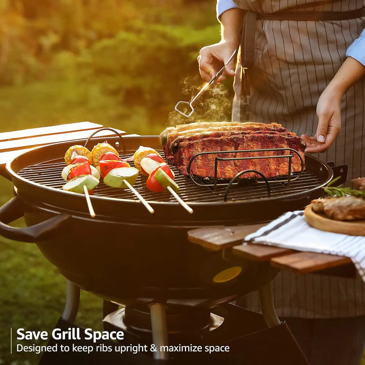 BowLift | Rib Holder GrillMeister Pro | For 4 Racks | Non-Stick Coated | For Gas Grill & Oven