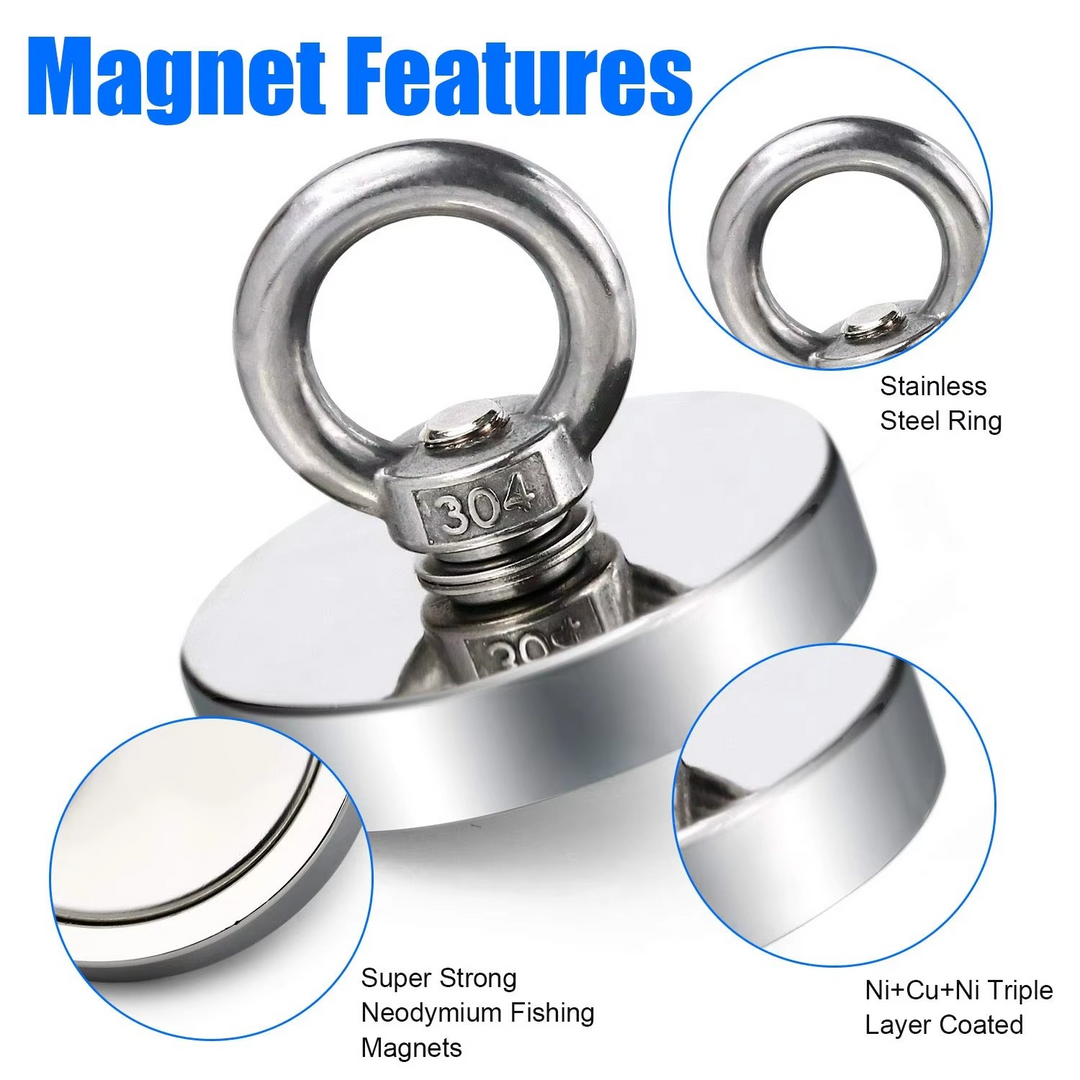 BowLift | Premium Neodymium Fishing Magnet with Eyebolt for Magnetic Salvaging