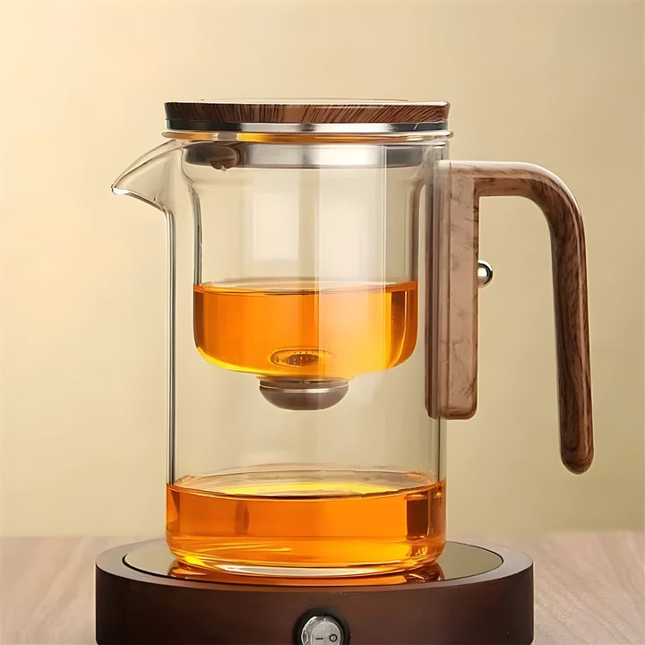 TranquilSip Teekanne – Magnetic Switch Filter Glass Teapot | Bowlift