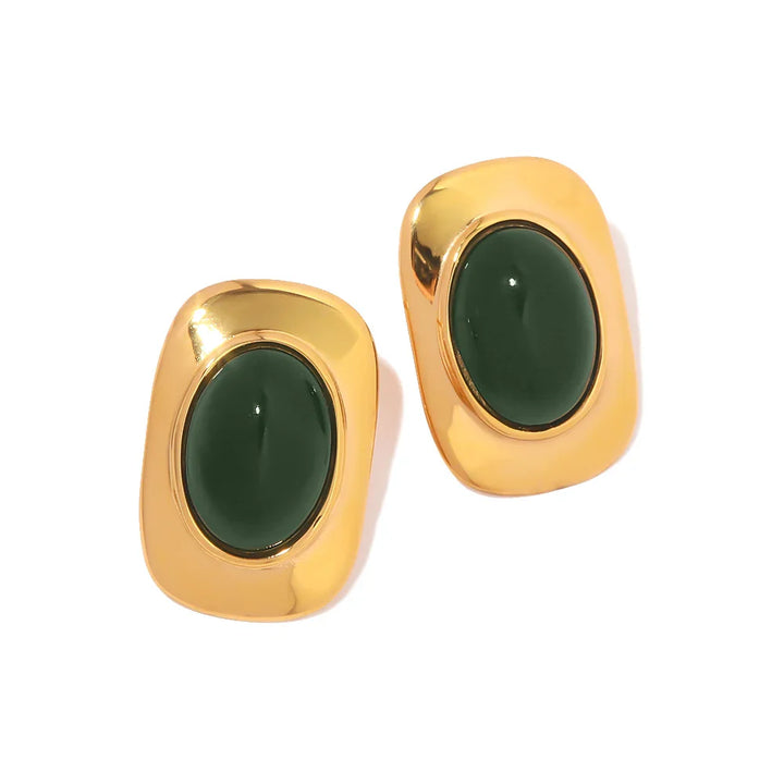 BowLift | 18k Green Oval Opal Rectangle Earrings