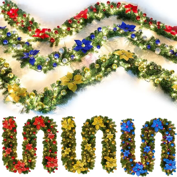 BowLift | LED Christmas Rattan Garland for Stairs and Fireplace