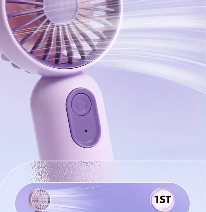 Mini Handheld USB Fan – 3-Speed Strong Wind Portable Desk Fan, Rechargeable for Students, Office, Outdoor, Travel, and Camping | Bowlift