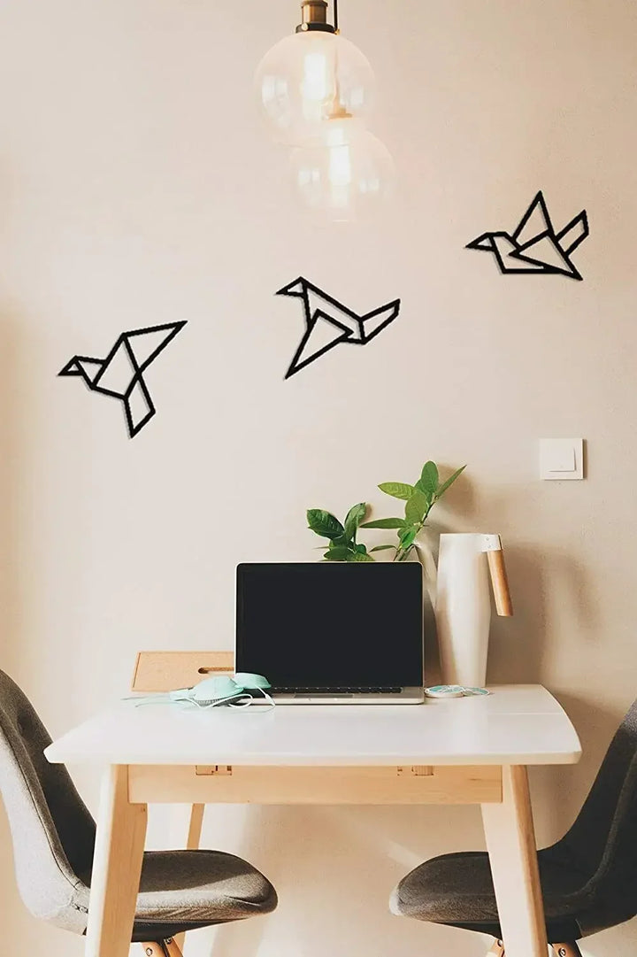 Set of 3Pcs Iron Geometric Birds 3d Wall Decoration For Nordic Living Room Dining Room Bedroom Wall Decor | Bowlift