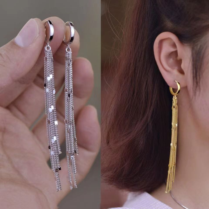 BowLift | Elegant Flow Long Metal Tassel Earrings