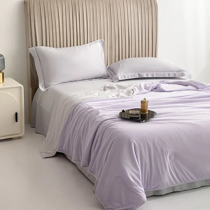 Air Condition Summer Comforter — Pure Color Ice Silk Cooling Blanket, Lightweight & Smooth Twin/King Size Quilt | Bowlift