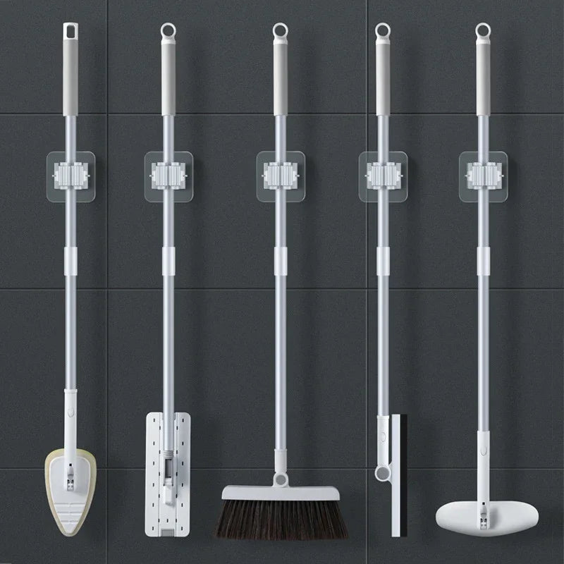 BowLift | Mop holder FixoGrip | Self-adhesive & Waterproof | Wall mount without drilling | Set of 4