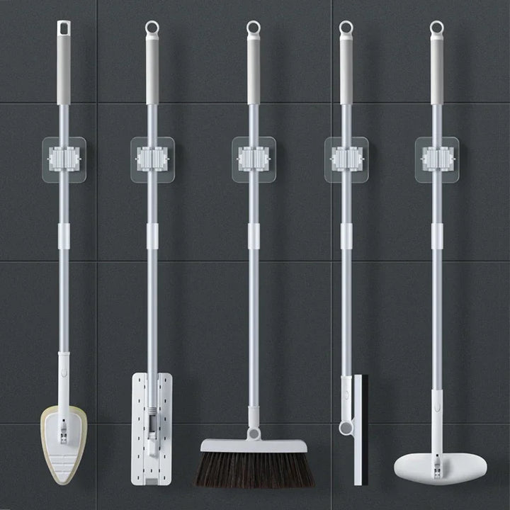 BowLift | Mop holder FixoGrip | Self-adhesive & Waterproof | Wall mount without drilling | Set of 4