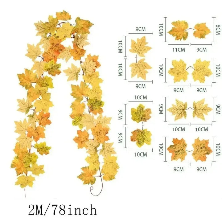 BowLift | Aurelia Autumn Wreath | Artificial Maple Leaf Garland | 200 cm | Decor for Home & Garden
