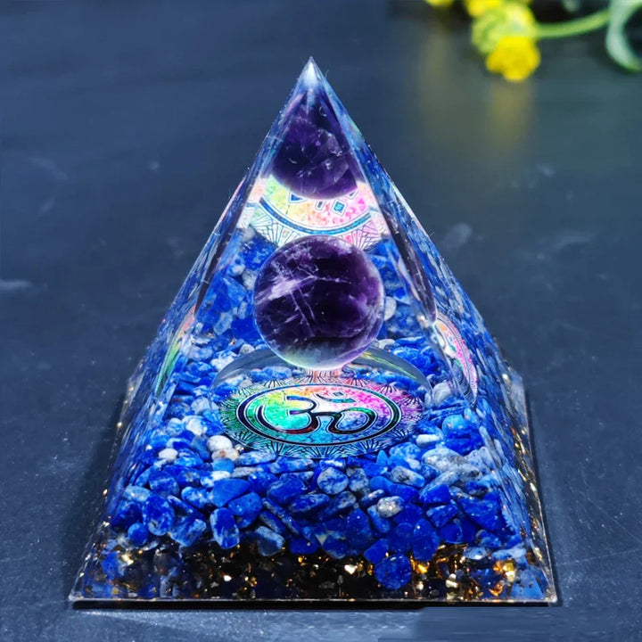 BowLift | Orgonite Pyramid with Amethyst Pendulum – Energy, Protection and Decoration