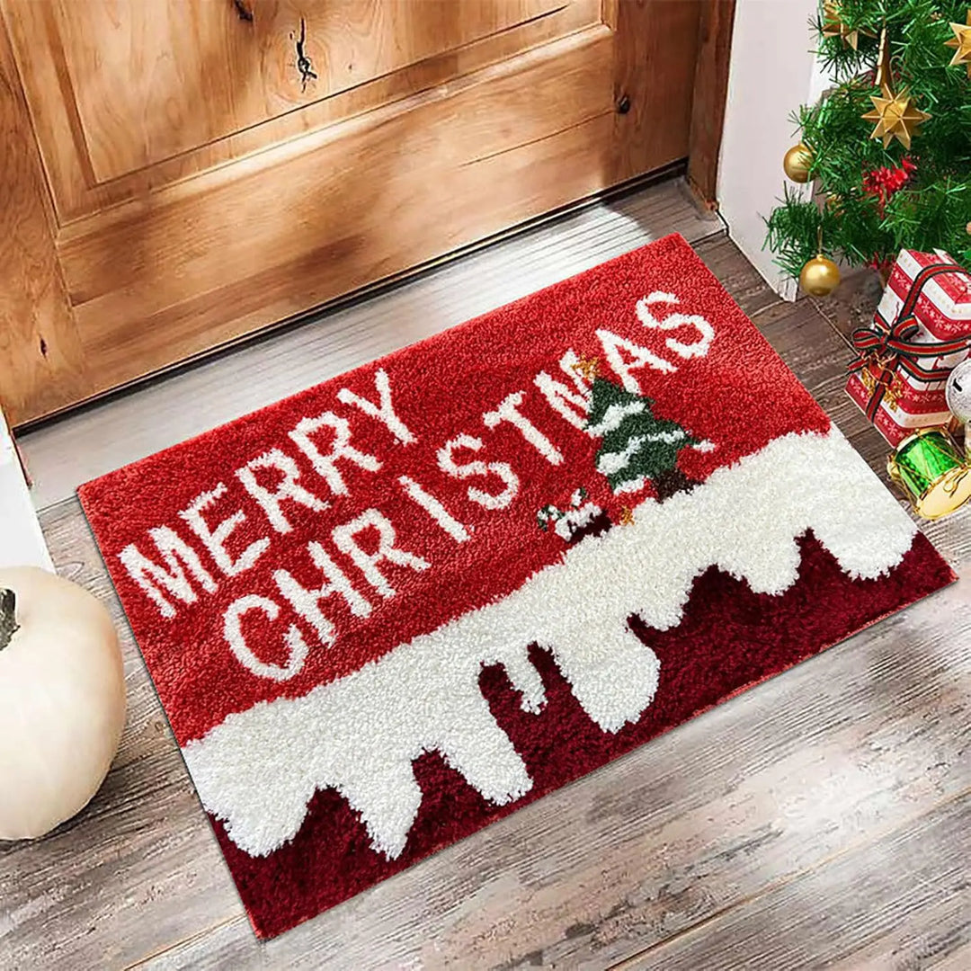 BowLift | Winter love | Christmas doormat | Santa & Gingerbread man | Red | For indoor & outdoor | Non-slip & washable