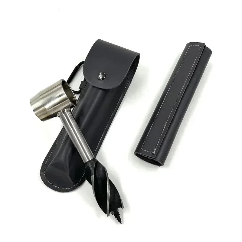BowLift | Bushcraft Hand Drill FerroDrill | Outdoor Survival Tool | Robust Carbon Steel | 16.5 cm