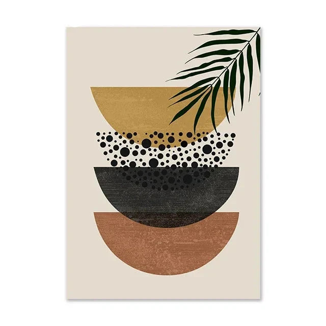 Terracotta Moon Abstract Bohemian Botanical Still Life Wall Art Fine Art Canvas Prints Gallery Wall Pictures For Modern Living Room Dining Room Art Decor | Bowlift