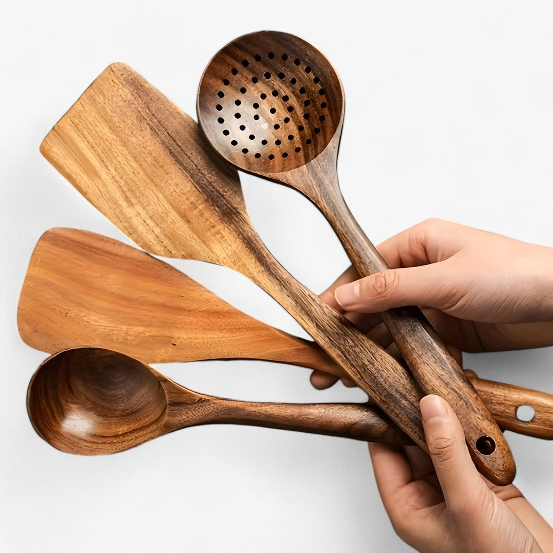EcoWood Wooden Utensils Set with 11 Pieces Bowlift