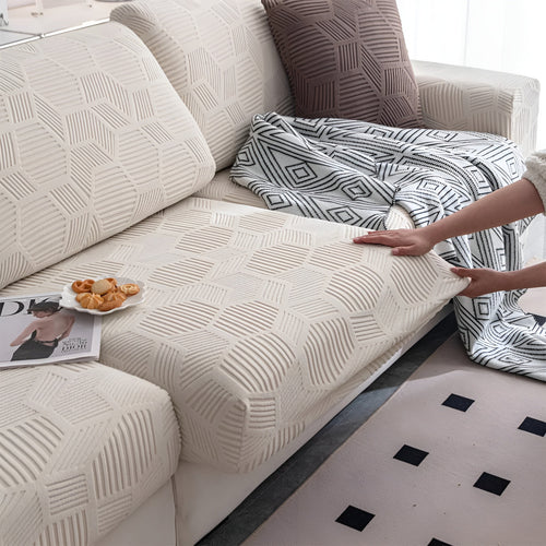 Jacquard Sofa Cover with Geometric Pattern – Soft & Pet-Friendly | Perfect for Protection and Cozy Living Spaces | Bowlift