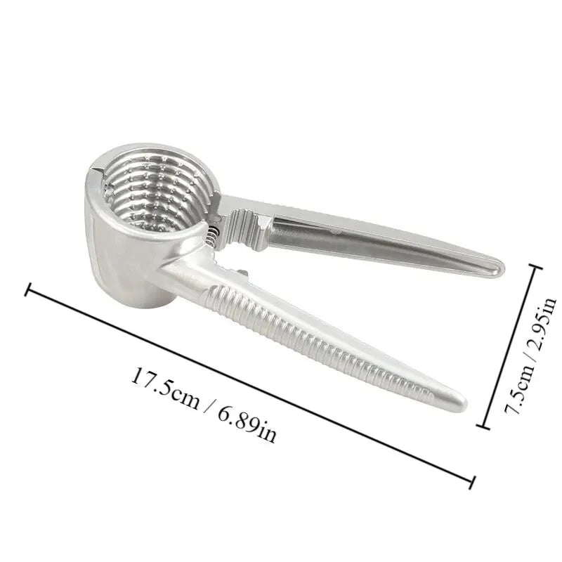 BowLift | Nutoro Nutcracker made of metal | Multifunctional for walnuts, chestnuts, almonds & hazelnuts | Ergonomic handle | Silver