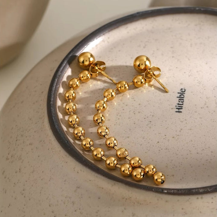 BowLift | Dainty Golden Bead Tassel Earrings