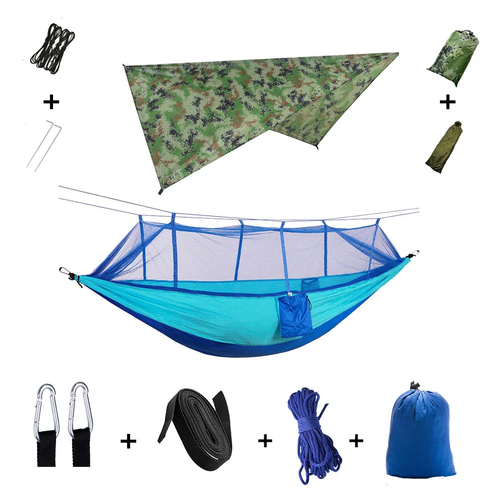 BowLift | Trek Viva Camping Hammock | Integrated Mosquito Net & Rain Cover | Ultralight & Tear Resistant | 3-in-1 Outdoor Solution