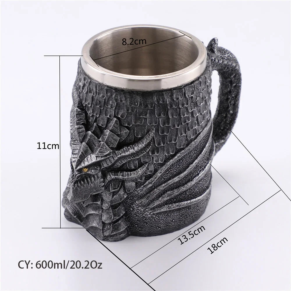 BowLift | Medieval Dragon Resin Stainless Steel Mug as Coffee Mug or Tea Mug