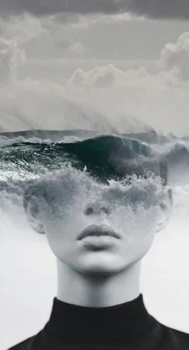 Modern Abstract Portrait Superimposition Landscape Wall Art Fine Art Canvas Prints Black White Pictures For Modern Living Room Entranceway Foyer Art Decor (Unframed) | Bowlift