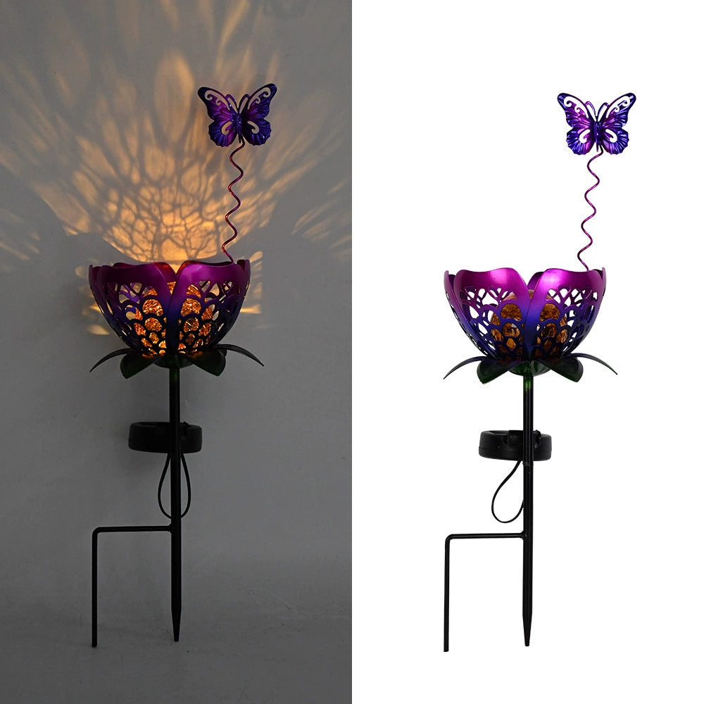 Solar Lawn Lamp, Glass Ball Lotus Lamp, Outdoor Waterproof Garden Atmosphere Light