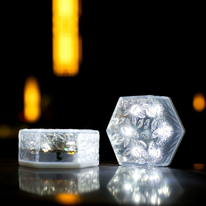 Solar Garden Light, Outdoor Hexagonal Ice Brick Ground Light, Glass-Effect Tile