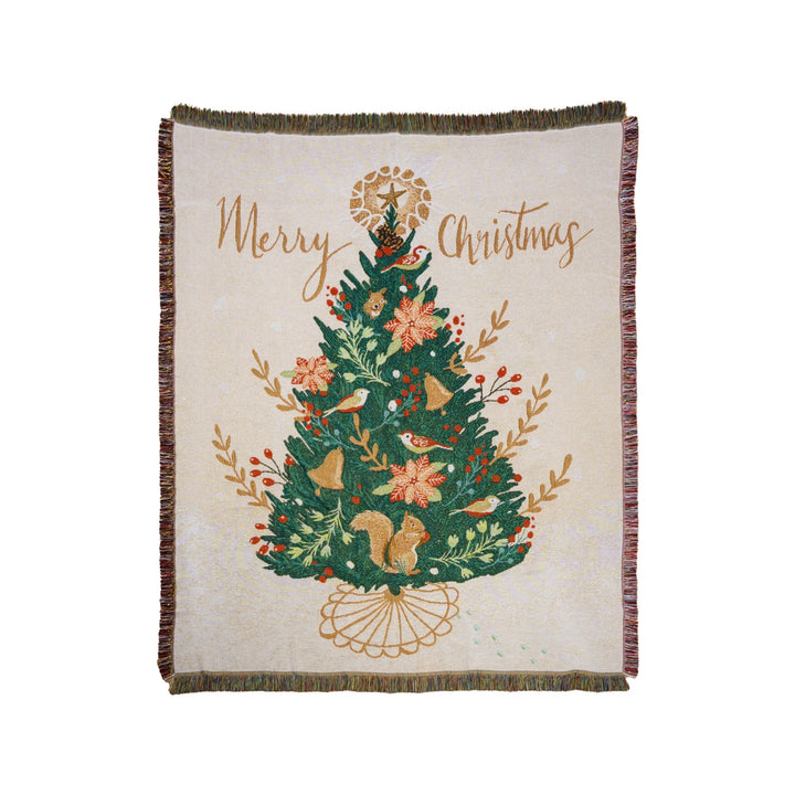 Christmas Squirrel Tree Jacquard Tapestry Throw