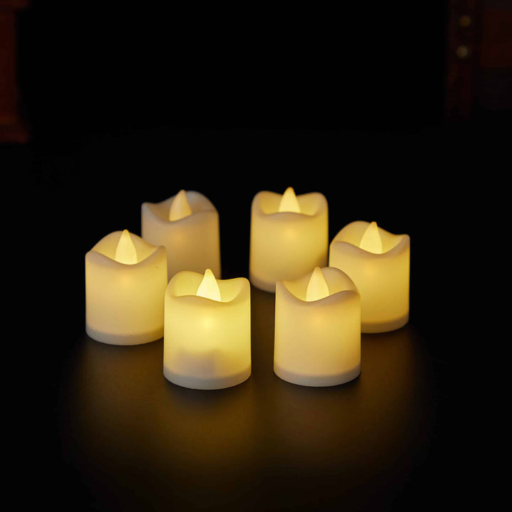 LED Light 6-Pack with 3D Flame - 4.5 cm - White - | Bowlift