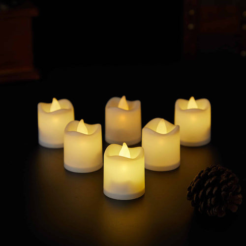 LED Light 6-Pack with 3D Flame - 4.5 cm - White - | Bowlift