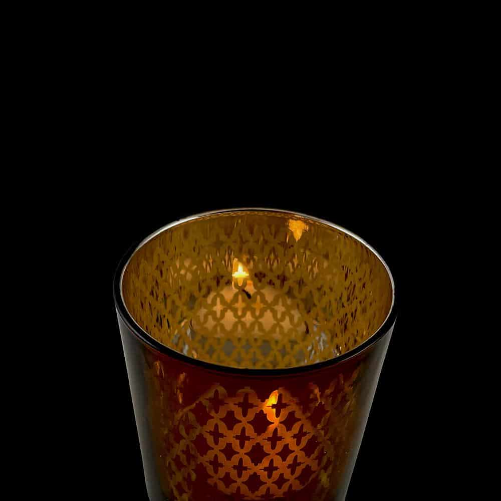 Tea light holder made of glass (2 pcs.) Copper / black by SIA Home Fashion | Bowlift