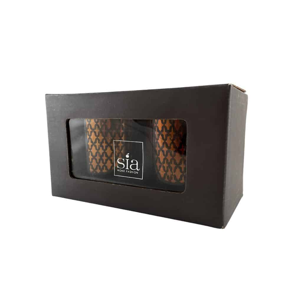 Tea light holder made of glass (2 pcs.) Copper / black by SIA Home Fashion | Bowlift