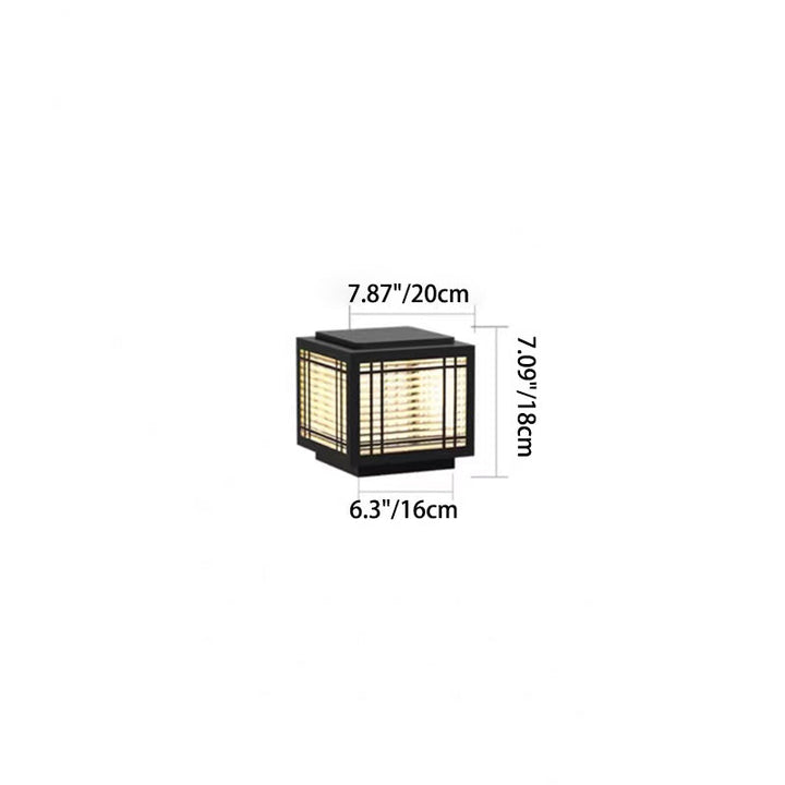 Traditional Chinese Square Aluminum Glass 1-Light Post Head Light For Garden | Bowlift