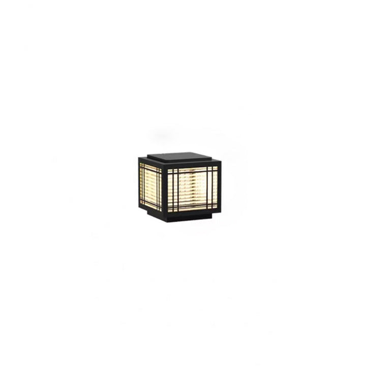 Traditional Chinese Square Aluminum Glass 1-Light Post Head Light For Garden | Bowlift