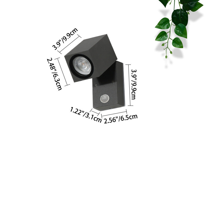 Contemporary Industrial Rectangular Aluminum 1-Light Outdoor Wall Sconce Lamp For Garden | Bowlift
