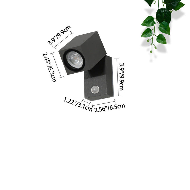 Contemporary Industrial Rectangular Aluminum 1-Light Outdoor Wall Sconce Lamp For Garden | Bowlift