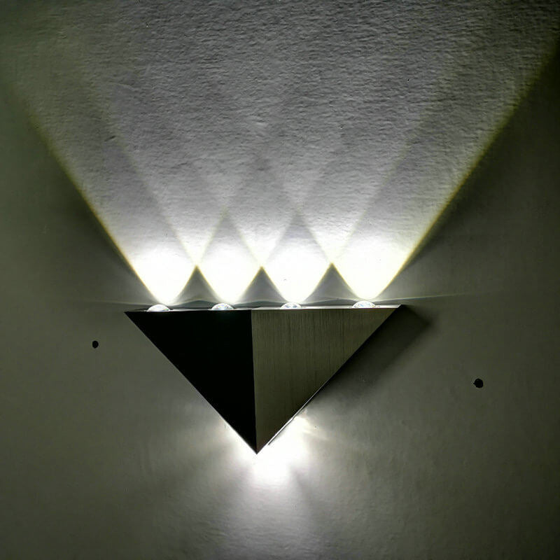 BowLift | TriLumina Prism LED Wall Light | Creative Pyramid Design | Aluminum & Acrylic | Colored Light Options