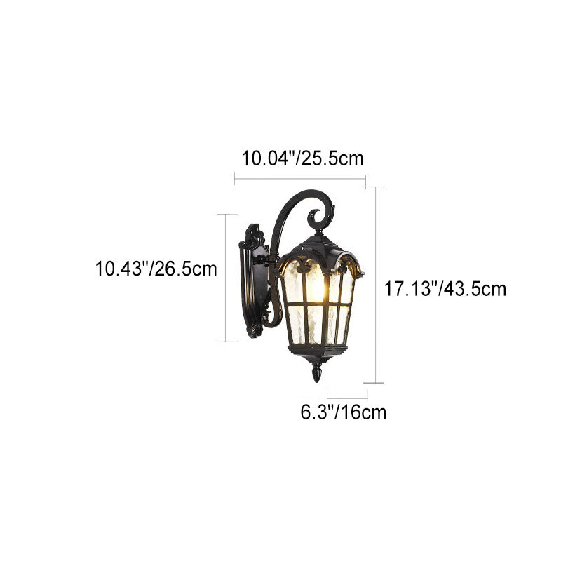 Traditional European Quadrilateral Window Shape Aluminum Glass 1-Light Wall Sconce Lamp For Outdoor Patio | Bowlift