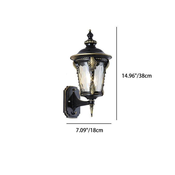 Traditional European Waterproof Quadrangle Pointed Cylinder Aluminum Glass 1-Light Outdoor Wall Sconce Lamp For Garden | Bowlift