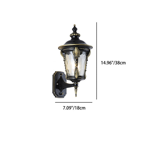 Traditional European Waterproof Quadrangle Pointed Cylinder Aluminum Glass 1-Light Outdoor Wall Sconce Lamp For Garden | Bowlift