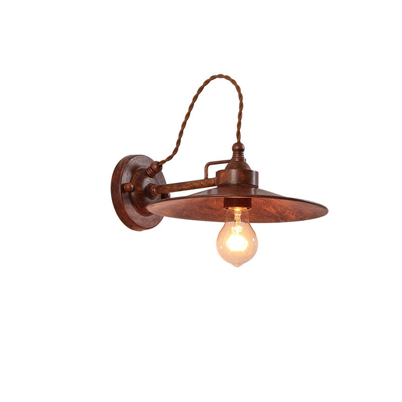 Contemporary Industrial Waterproof Metal Plate Bowl 1-Light Wall Sconce Lamp For Outdoor Patio | Bowlift