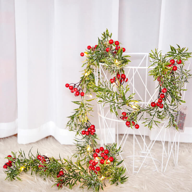 BowLift | Christmas Red Fruit Pine Needle LED Copper Wire Decorative Battery String Lights
