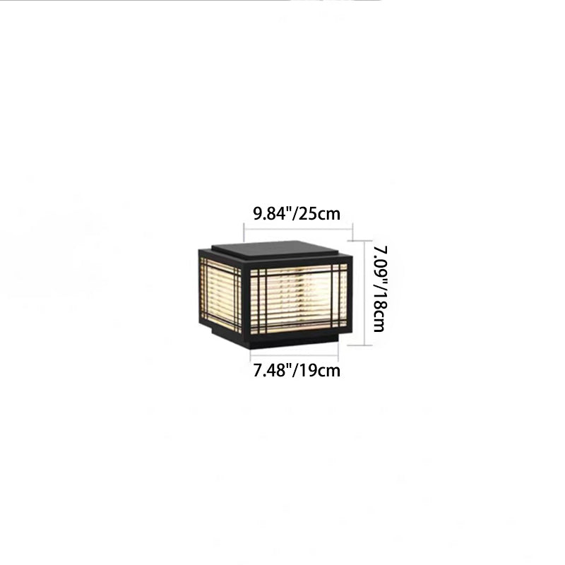 Traditional Chinese Square Aluminum Glass 1-Light Post Head Light For Garden | Bowlift