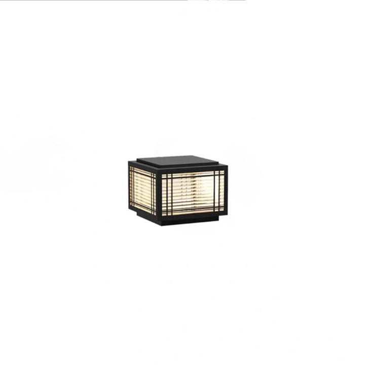 Traditional Chinese Square Aluminum Glass 1-Light Post Head Light For Garden | Bowlift