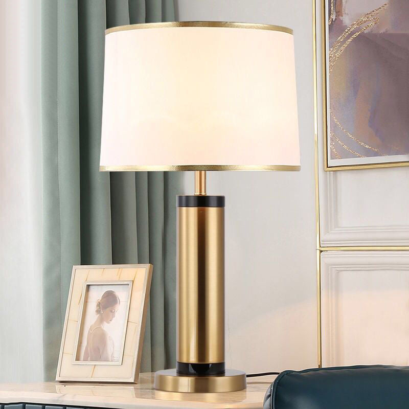 BowLift | Modern Transitional Cylinder Iron Fabric 1-Light Table Lamp for the Living Room