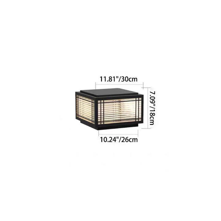 Traditional Chinese Square Aluminum Glass 1-Light Post Head Light For Garden | Bowlift