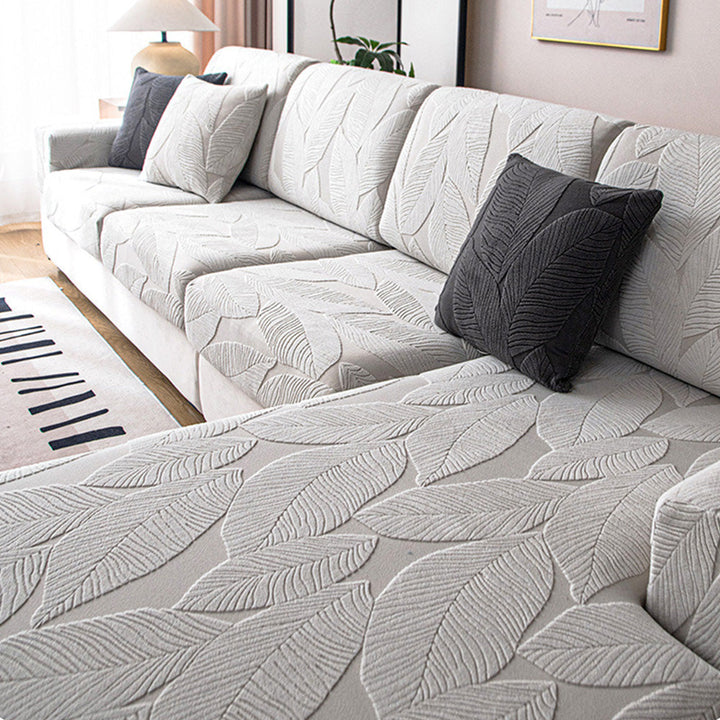BowLift | Modern Leaf Jacquard Waterproof Anti-Scratch Stretch Full Cover Sofa Cover