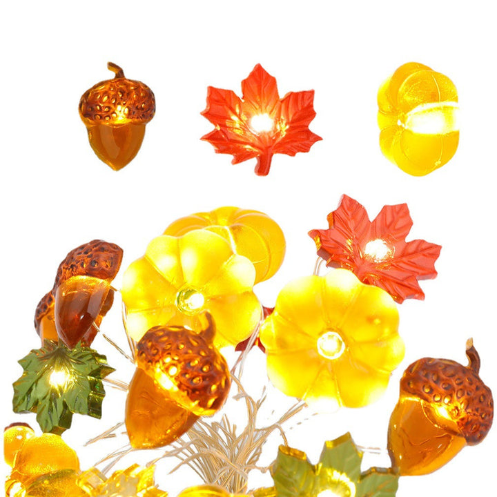 BowLift | Modern Thanksgiving Maple Acorn Pumpkin Decoration 30 LED String Lights