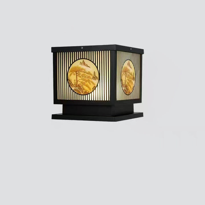 Traditional Chinese Aluminum Glass Square LED Waterproof Solar Landscape Light For Outdoor Patio | Bowlift